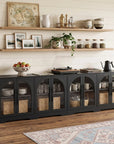 55" Aria Modern Oak Sideboard Cabinet with Arched Glass Doors