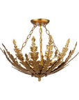 Belle 4-Light Botanical Gold Leaf Semi-Flush Chandelier