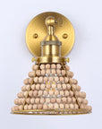 Modern Golden 1-Light Wall Sconce Light with Wooden Beads - IPLUS Lighting