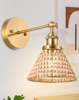 1-Light Modern Golden Wall Scone Light with Wooden Beads - ParrotUncle
