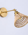1-Light Modern Golden Wall Scone Light with Wooden Beads - ParrotUncle