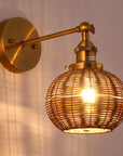 Traditional Rattan 1-Light Golden Wall Sconce Light - IPLUS Lighting