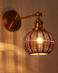 Traditional Rattan 1-Light Golden Wall Sconce Light - IPLUS Lighting