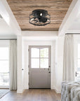 13" Madurai Farmhouse Flush Mount Ceiling Fan