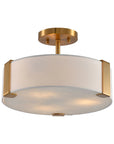 Ella 3-Light 14-Inch Electroplate Golden Semi-Flush Ceiling Light