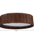 Traditional Brown 17 Inch Rattan LED Flush Mount Ceiling Light - IPLUS Lighting
