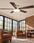 52" Auren Modern Brass Flush Mount LED Ceiling Fan with Reversible Blades