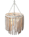 17 Inch 4 Light White Wood Chandelier for Dining or Living Room - IPLUS Lighting