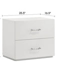 Stoholm White 2-Drawer Nightstand with Crystal-Style Handles