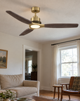 48" Louise Modern Soft Brass Ceiling Fan with Solid Wood Blades