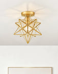 12-In Modern Brass Moravian Star Ceiling Light with Clear Glass - IPLUS Lighting