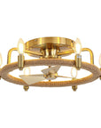 20" Golden Rattan Flush Mount Ceiling Fan