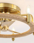 20" Golden Rattan Flush Mount Ceiling Fan
