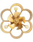 21 Inch Rattan Farmhouse Golden Flower Shape Ceiling Fan - IPLUS Lighting