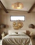 21" Rattan Farmhouse Flower Shape Ceiling Fan