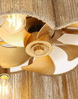 21 Inch Rattan Farmhouse Golden Flower Shape Ceiling Fan - IPLUS Lighting