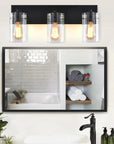 21" Lilith Black 3-Light Mirror Vanity Light - IPLUS Lighting