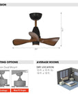 28" Kwang Rustic DC Motor Downrod Mount Reversible Ceiling Fan with LED Lighting and Remote Control - IPLUS
