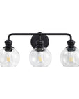 Clear Glass Irvine Black Modern 3-Light Vanity Light