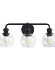 Clear Glass Irvine Black Modern 3-Light Vanity Light - IPLUS Lighting