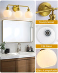 Irvine Gold Modern Frosted Glass 3-Light Vanity Light