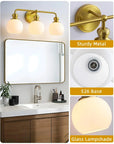 Irvine Gold Modern Frosted Glass 3-Light Vanity Light - IPLUS Lighting