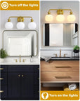 Irvine Gold Modern Frosted Glass 3-Light Vanity Light - IPLUS Lighting