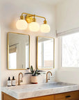 Irvine Gold Modern Frosted Glass 3-Light Vanity Light - IPLUS Lighting