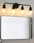 Clear Glass Irvine Black Modern 4-Light Vanity Light - IPLUS Lighting