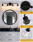 Clear Glass Irvine Black Modern 4-Light Vanity Light - IPLUS Lighting