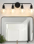 Clear Glass Irvine Black Modern 4-Light Vanity Light