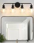 Clear Glass Irvine Black Modern 4-Light Vanity Light - IPLUS Lighting