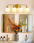Irvine Gold Modern Frosted Glass 4-Light Vanity Light - IPLUS Lighting