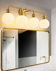 Irvine Gold Modern Frosted Glass 4-Light Vanity Light - IPLUS Lighting