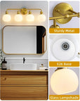 Irvine Gold Modern Frosted Glass 4-Light Vanity Light - IPLUS Lighting
