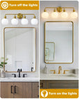 Irvine Gold Modern Frosted Glass 4-Light Vanity Light - IPLUS Lighting