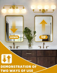 Irvine Gold Modern Frosted Glass 4-Light Vanity Light