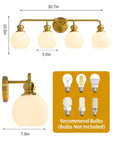 Irvine Gold Modern Frosted Glass 4-Light Vanity Light - IPLUS Lighting
