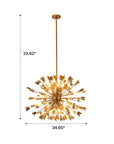 Lydia 14-Light Golden Statement Chandelier – 35 Inch - IPLUS Lighting