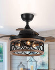 36" Mirelle Farmhouse Downrod Mount Ceiling Fan with Lighting and Wall Control - IPLUS
