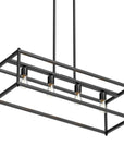 4 Light Modern Matte Black Linear Chandelier Rectangle Open Frame Ceiling Light