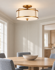 Aveline 3-Light Antique Gold Semi-Flush Mount Ceiling Light