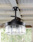 42" Modern Downrod Mount Crystal Ceiling Fan