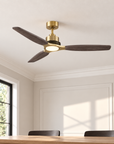 48" Louise Modern Soft Brass Ceiling Fan with Solid Wood Blades