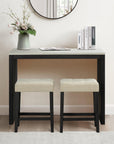 48" Modern Breakfast Dining Table Set with 2 Stools and Travertine Top