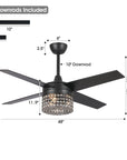 48" Pune Crystal Ceiling Fan