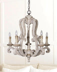 5 Light Wooden Antique Candle Chandelier - IPLUS Lighting