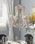 5 Light Wooden Antique Candle Chandelier - IPLUS Lighting
