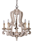 5-Lights Antique Wooden Candle Chandelier - ParrotUncle