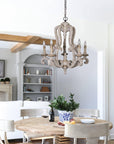 5-Lights Antique Wooden Candle Chandelier - ParrotUncle